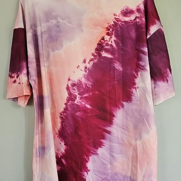 Women's Tie-Dye Top in Purple and Pink Hues, 2x Relaxed Fit - Picture 10 of 13